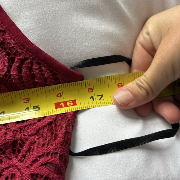 Enfocus Studio Womens 8 Burgundy Lace Maxi Dress Sleeveless Elegant Formal Gown - Picture 3 of 7